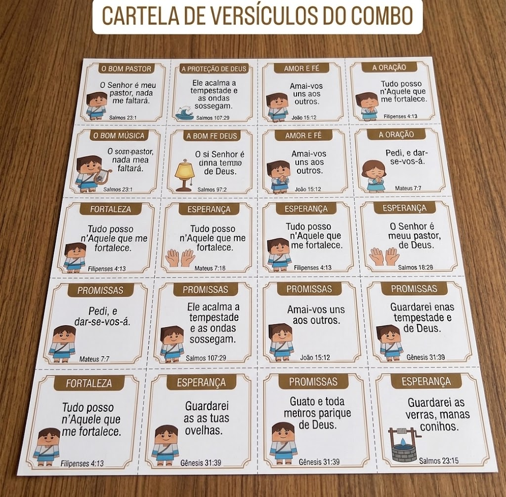 Cartela de Versículos do Combo